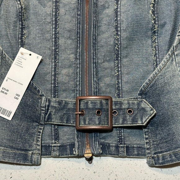 NWT studded open-back cropped denim vest top by Urban Outfitters / NEW - Picture 9 of 16